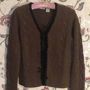 Beautiful brown Odille lambswool cardigan sweater.